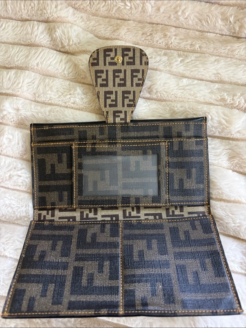 Fendi Black Patent Leather Clutch with Gold Logo Detail